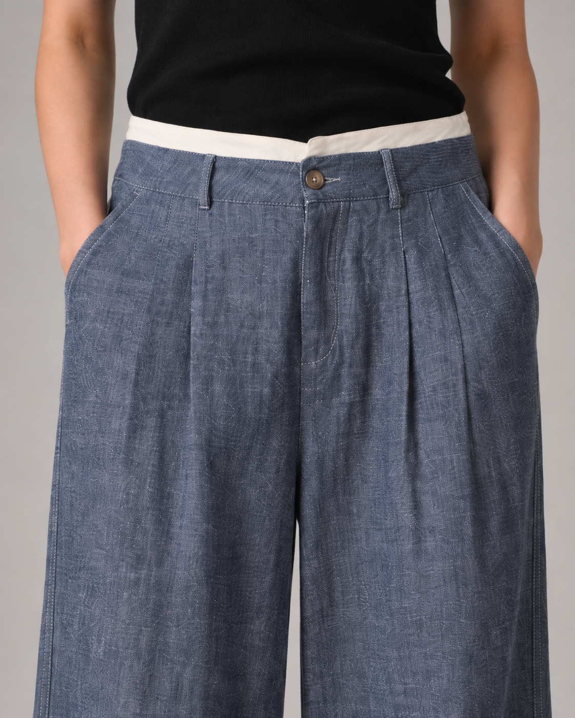 Wide-Leg Denim Pants