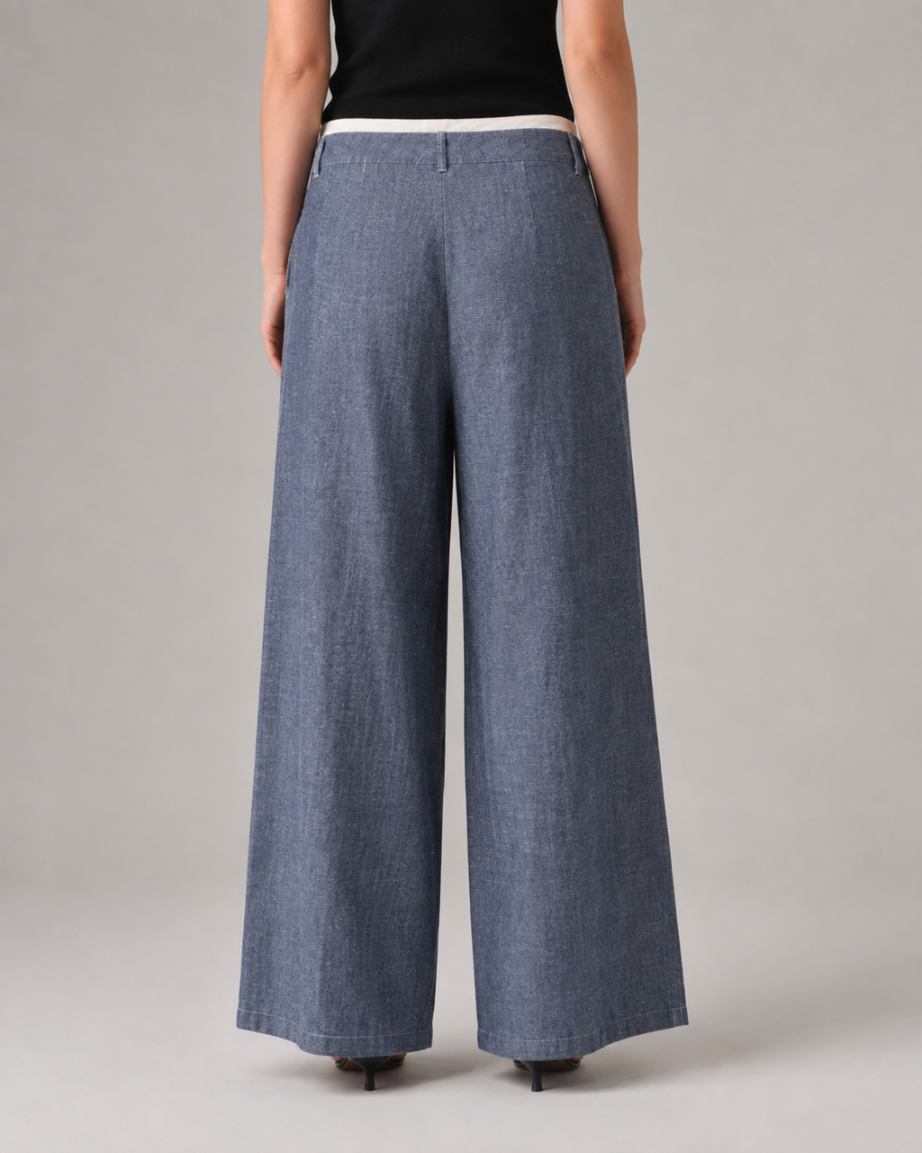 Wide-Leg Denim Pants