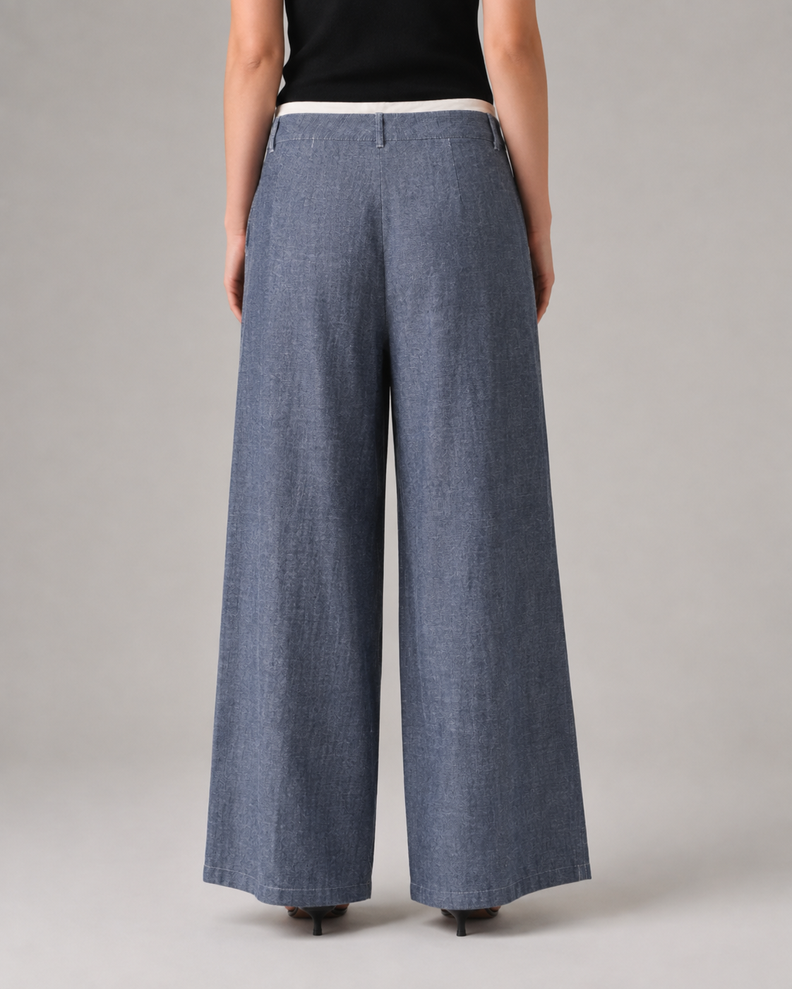 Wide-Leg Denim Pants