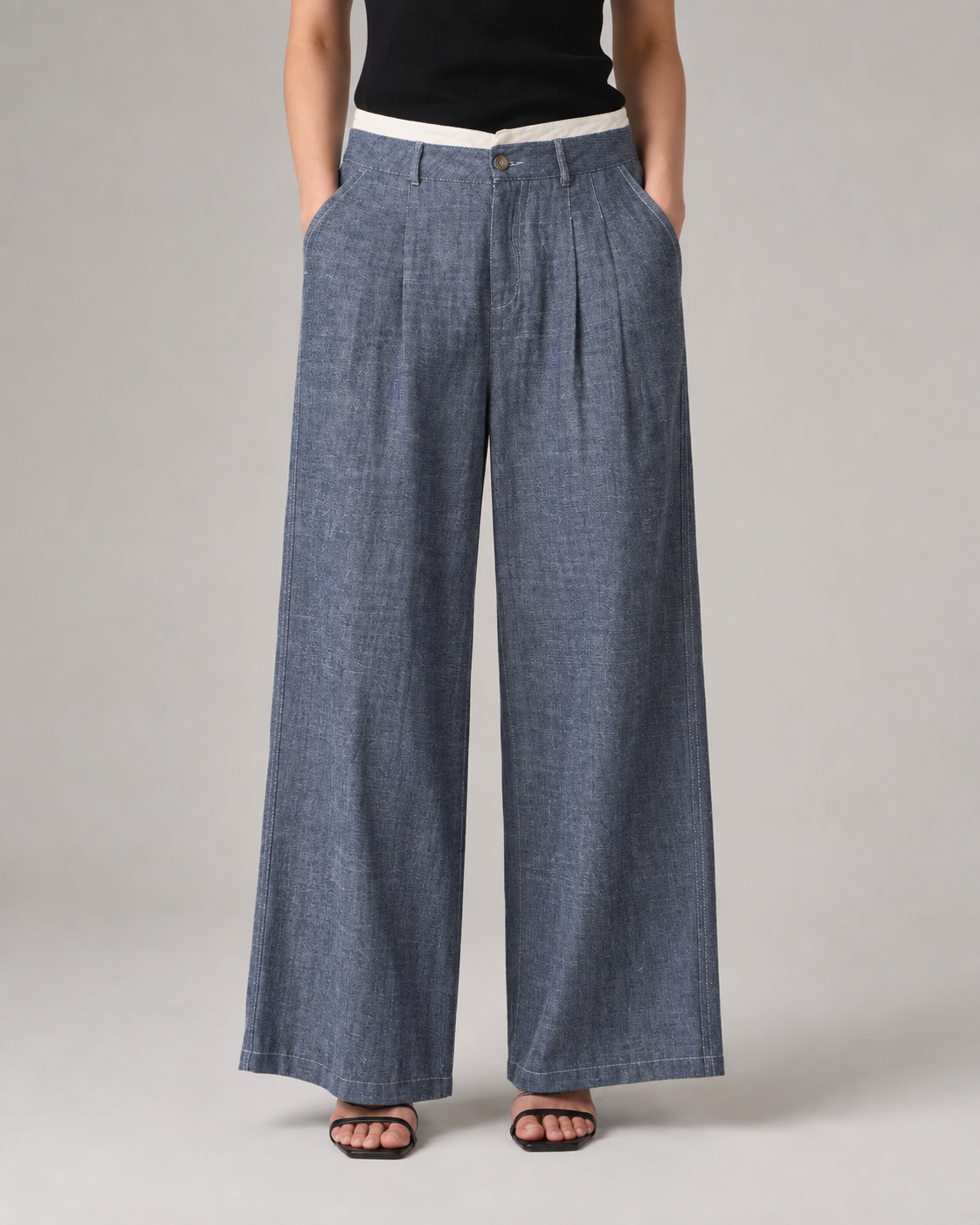 Wide-Leg Denim Pants