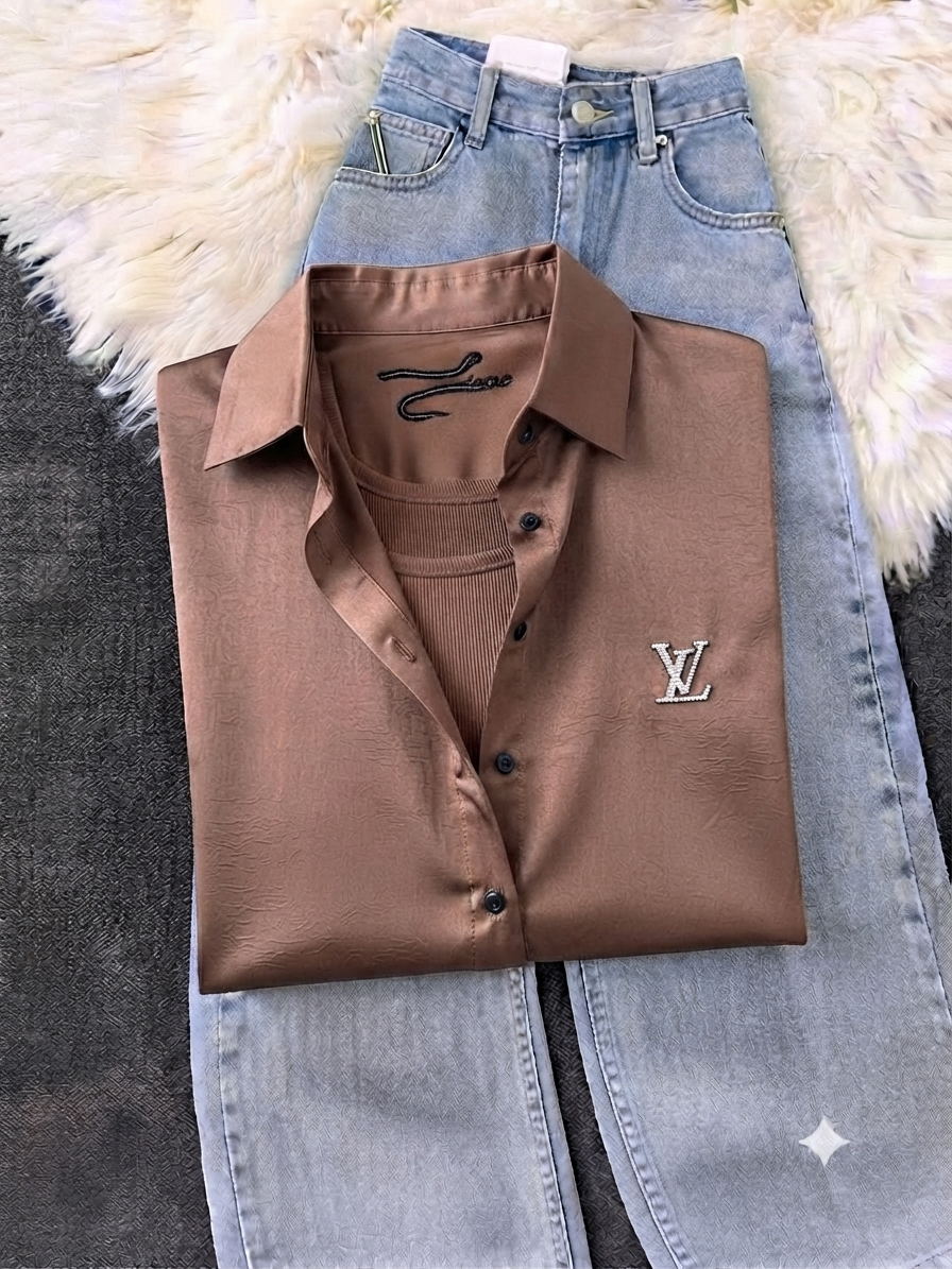 Monaco Luxe Satin Shirt – Mocha