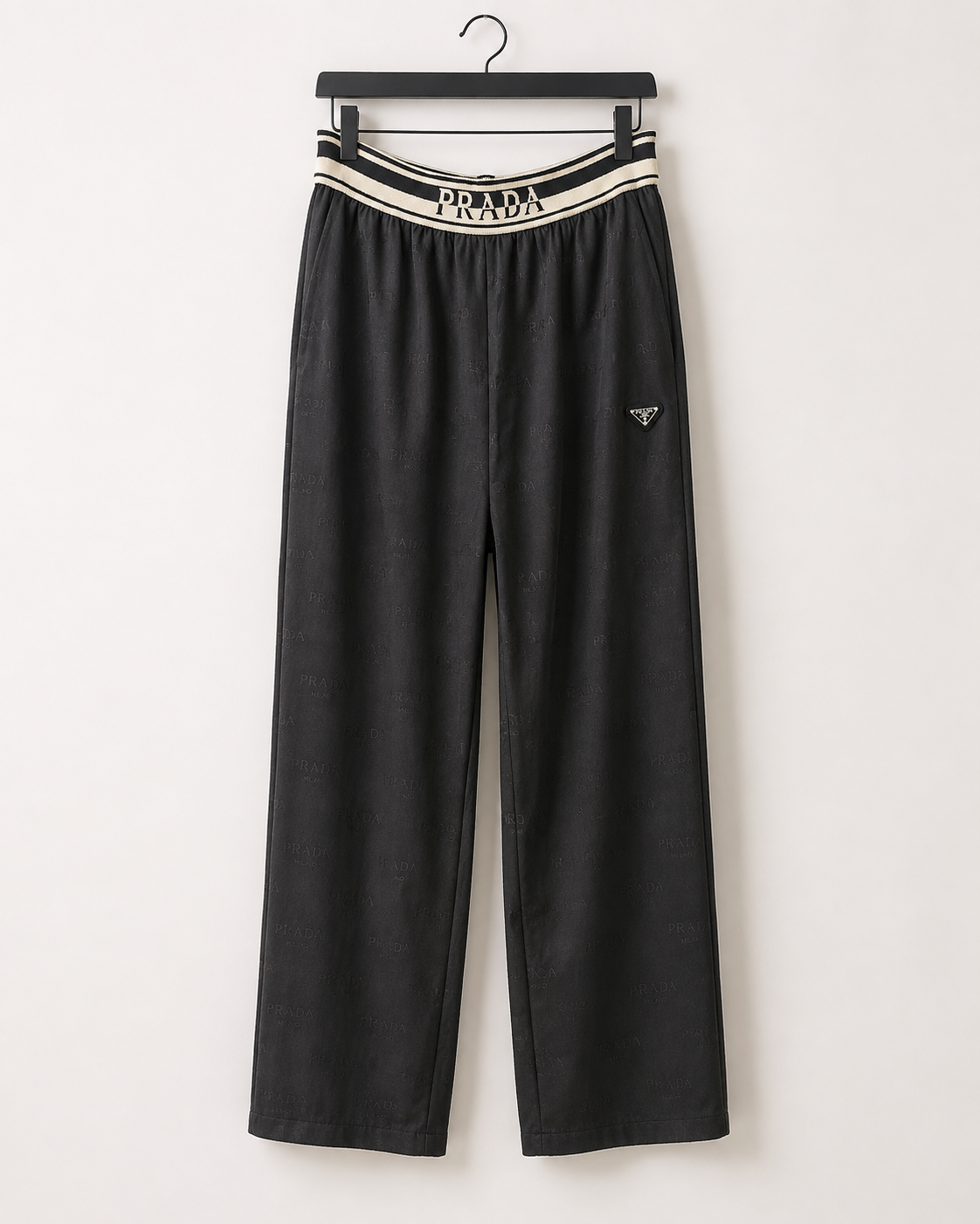Prada Black Satin Wide-Leg Pants