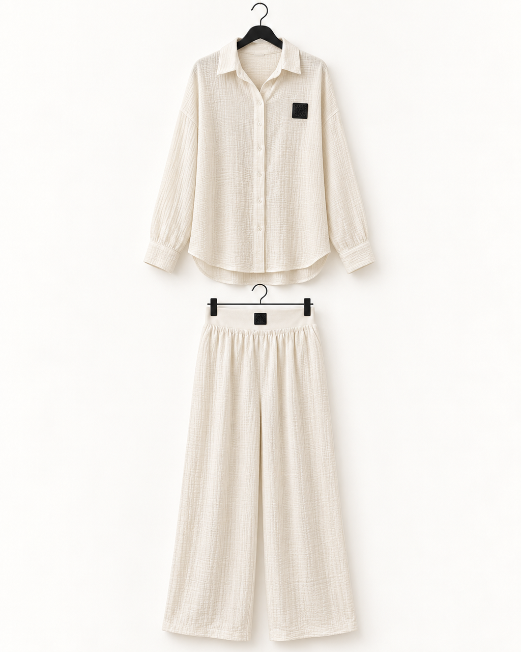 Baby yellow Linen Casual Shirt & Wide-Leg Pants Set