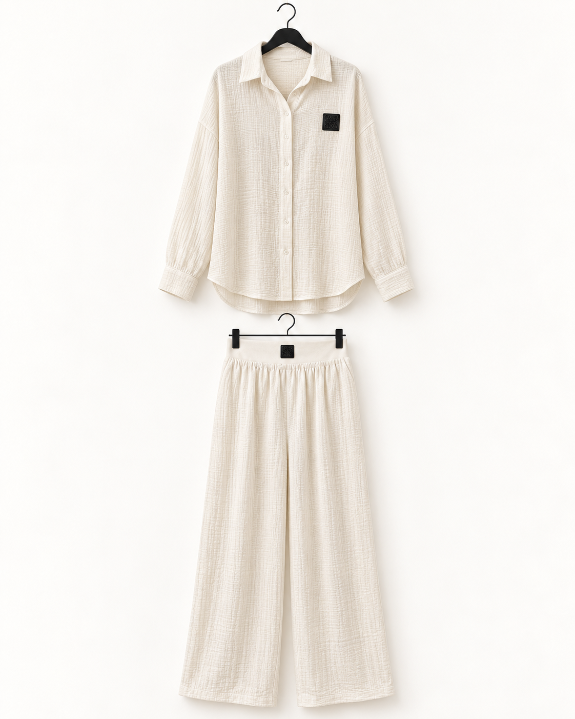 Baby yellow Linen Casual Shirt & Wide-Leg Pants Set