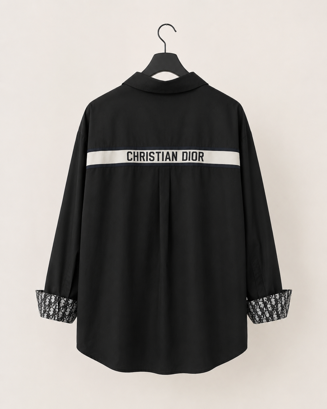 Monogram Cuff Black Oversized Shirt