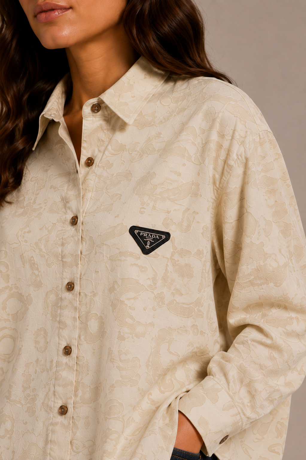 Ivory Jacquard Oversized Shirt