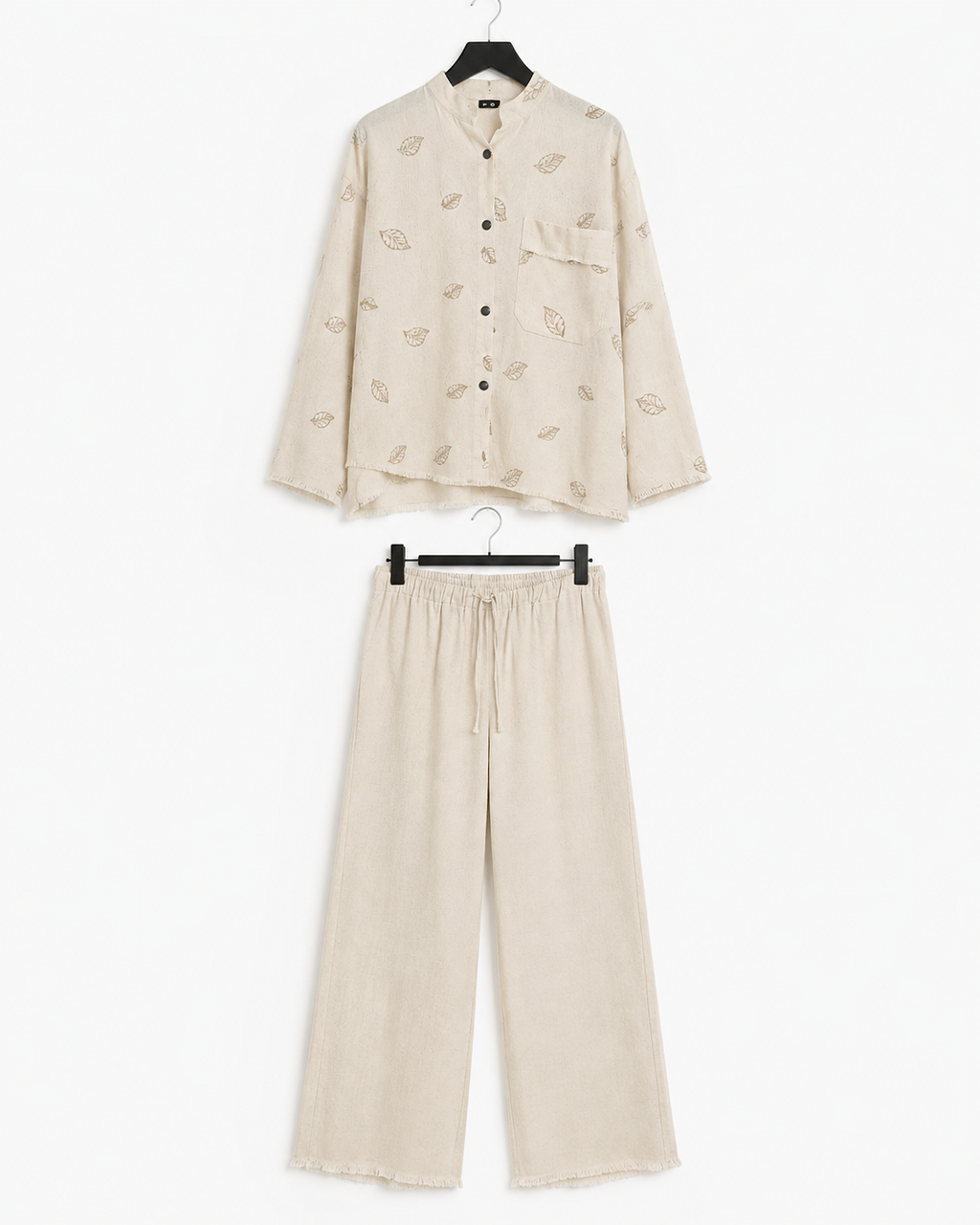 Natural Leaf Print Relaxed Set