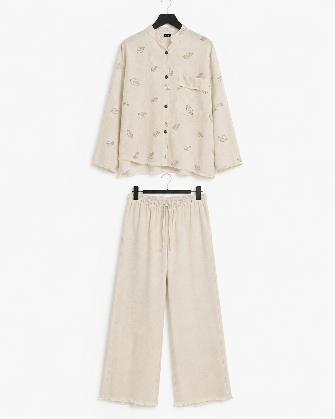 Natural Leaf Print Relaxed Set