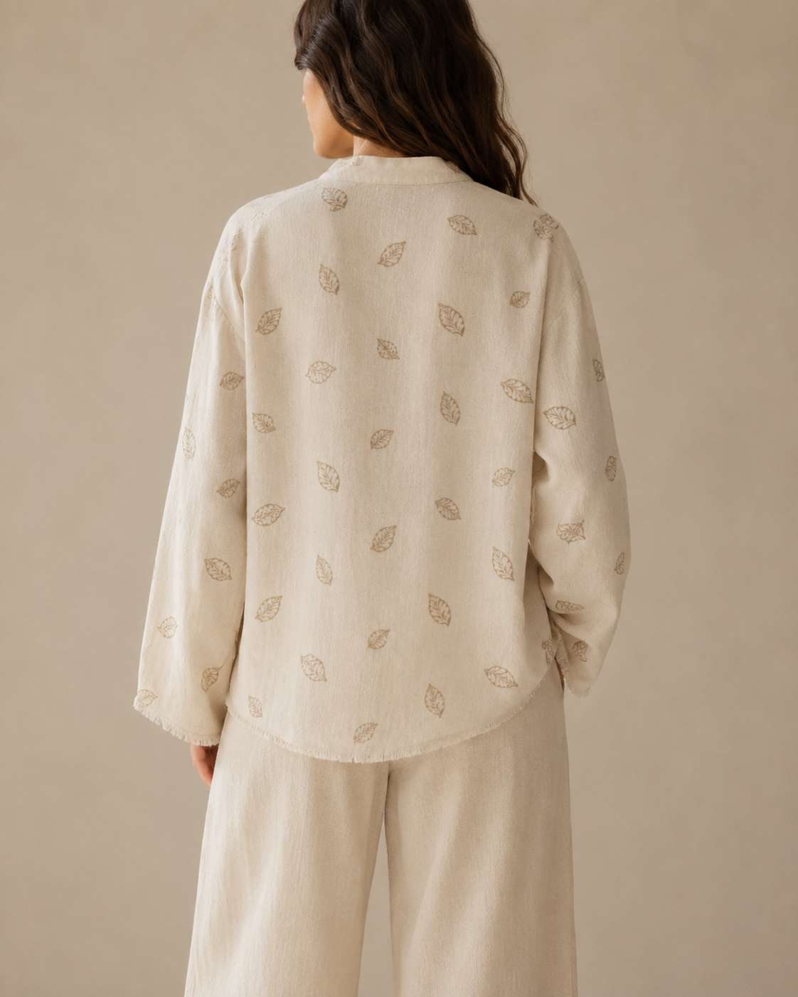 Natural Leaf Print Relaxed Set