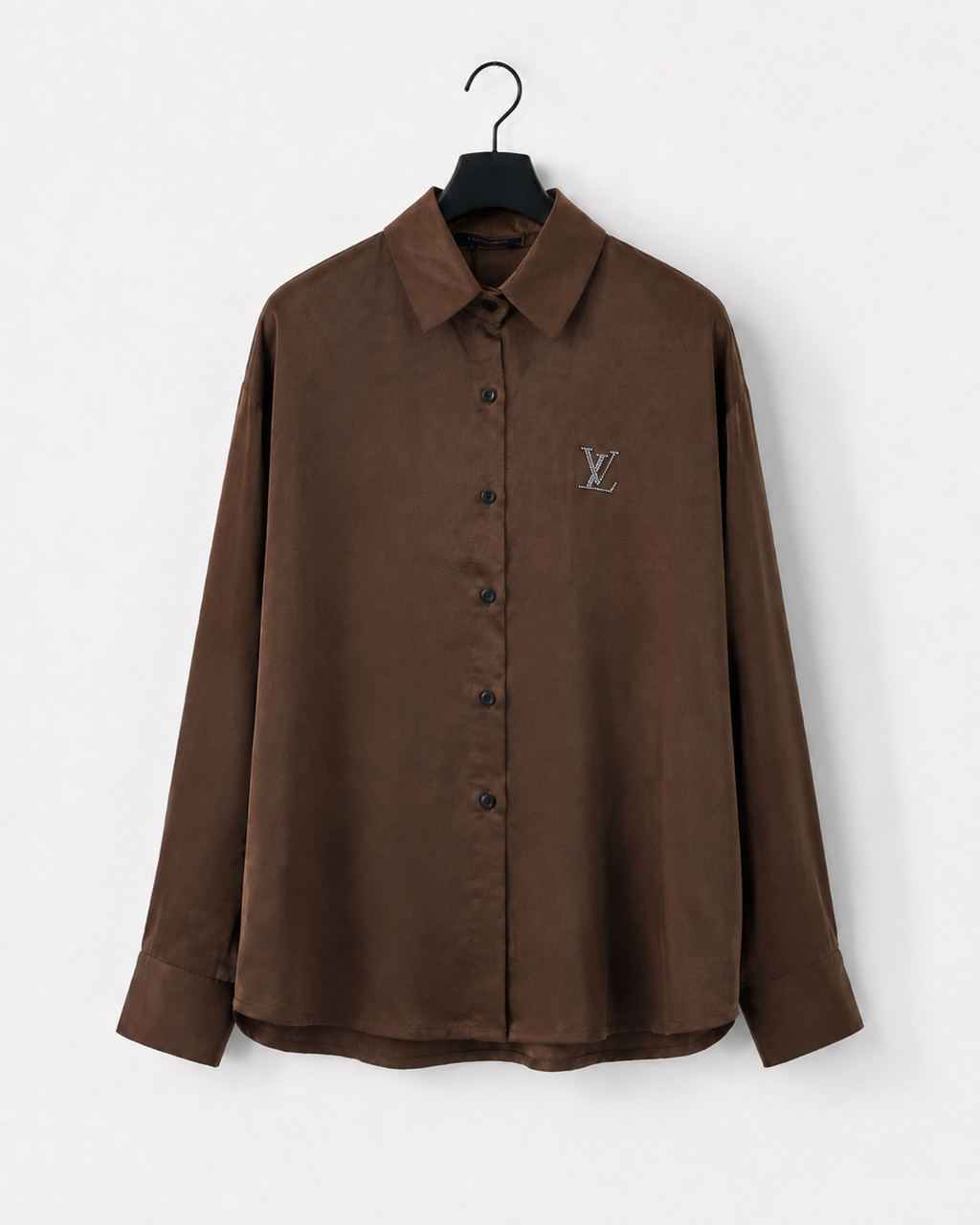 Monaco Luxe Satin Shirt – Mocha LV