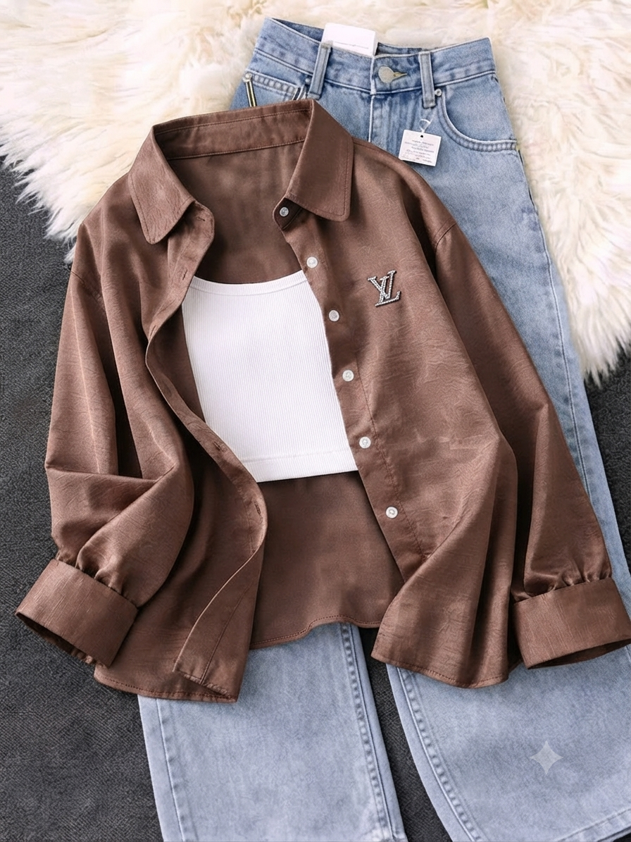 Monaco Luxe Satin Shirt – Mocha