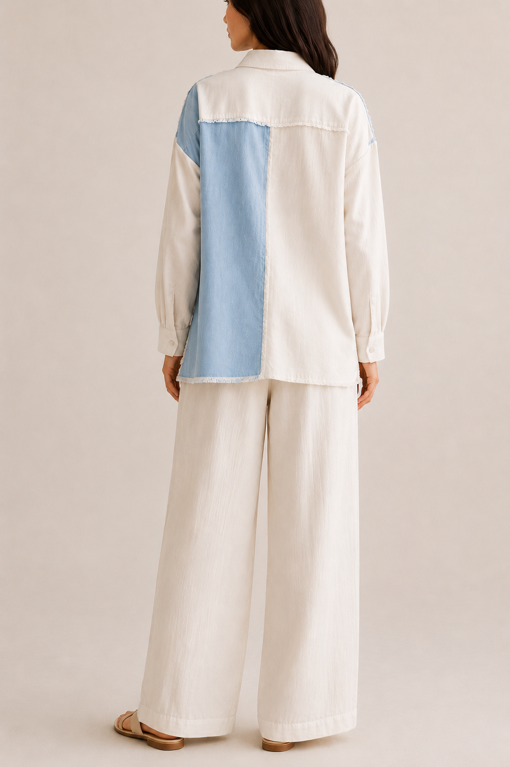 Sky Blue Contrast Oversized Shirt