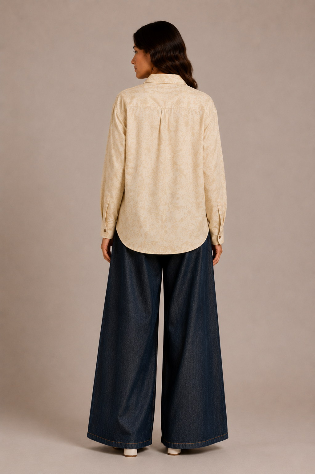 Ivory Jacquard Oversized Shirt
