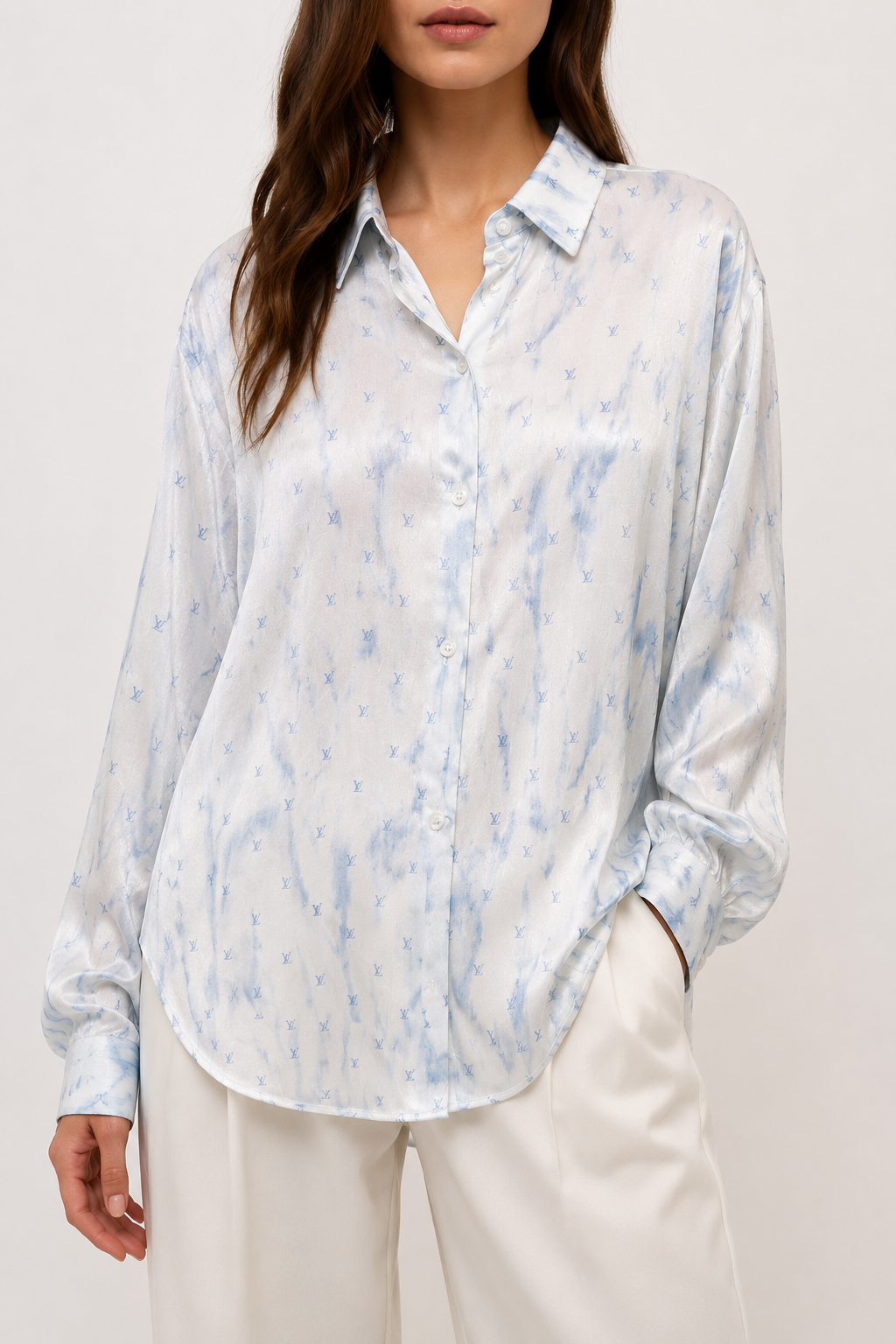 Louis Vuitton Monogram Satin Shirt – Ice Blue