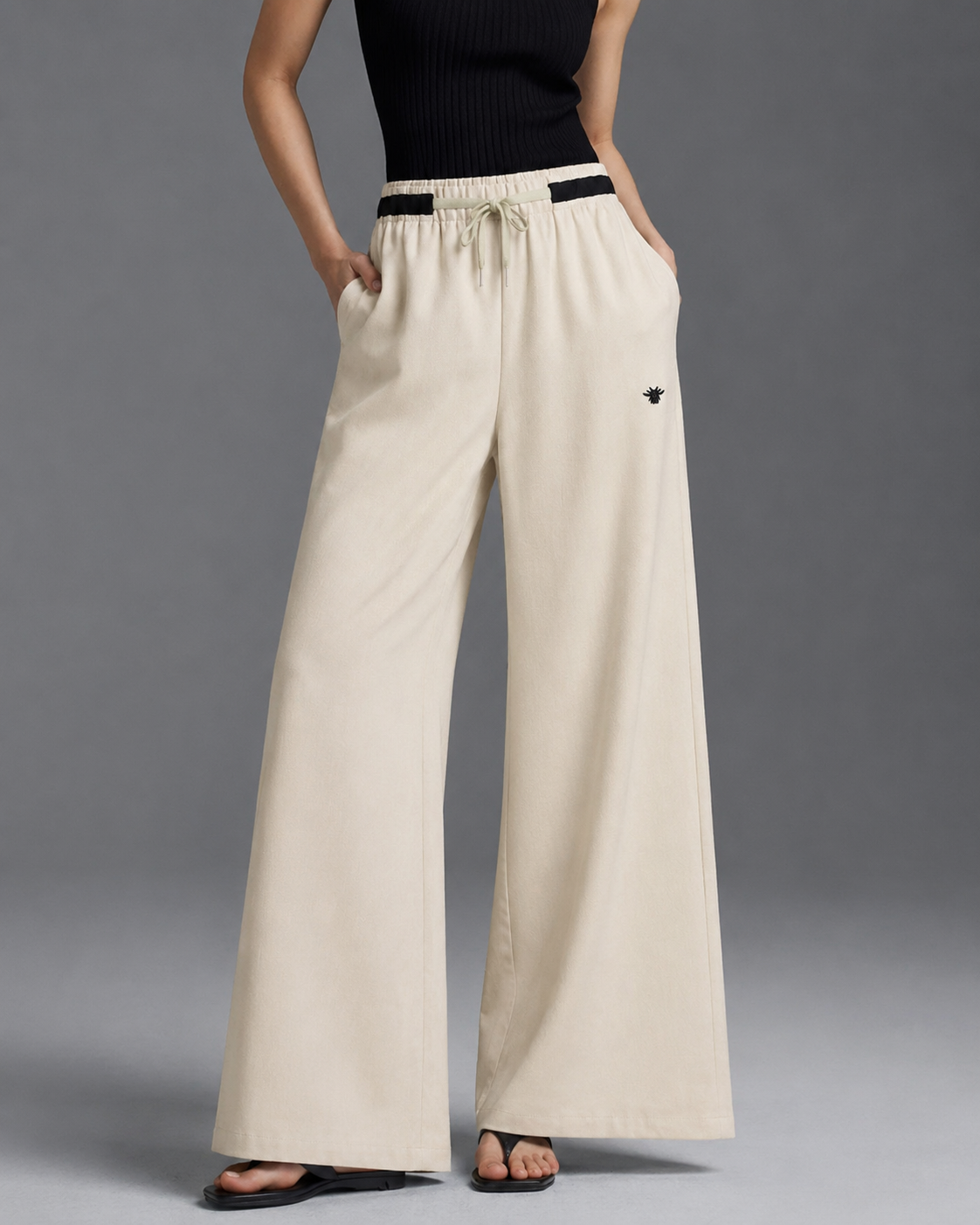 Beige Wide-Leg diro Pants
