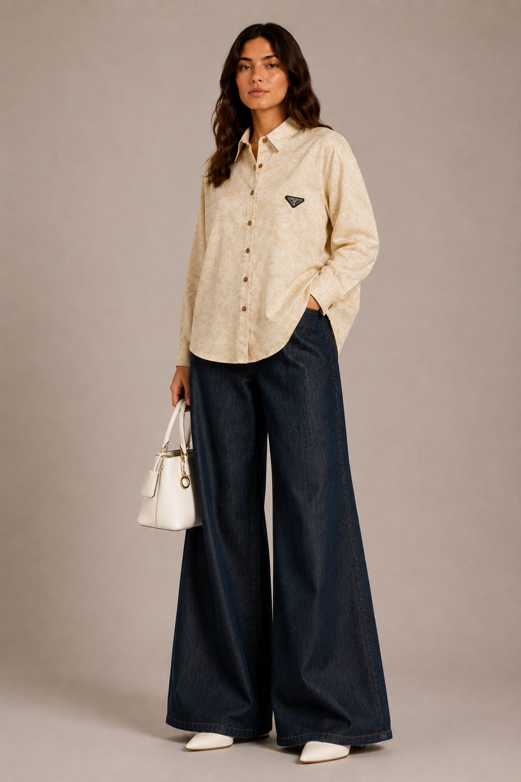 Ivory Jacquard Oversized Shirt