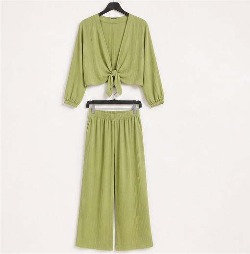 Olive Tie-Front Relaxed Set