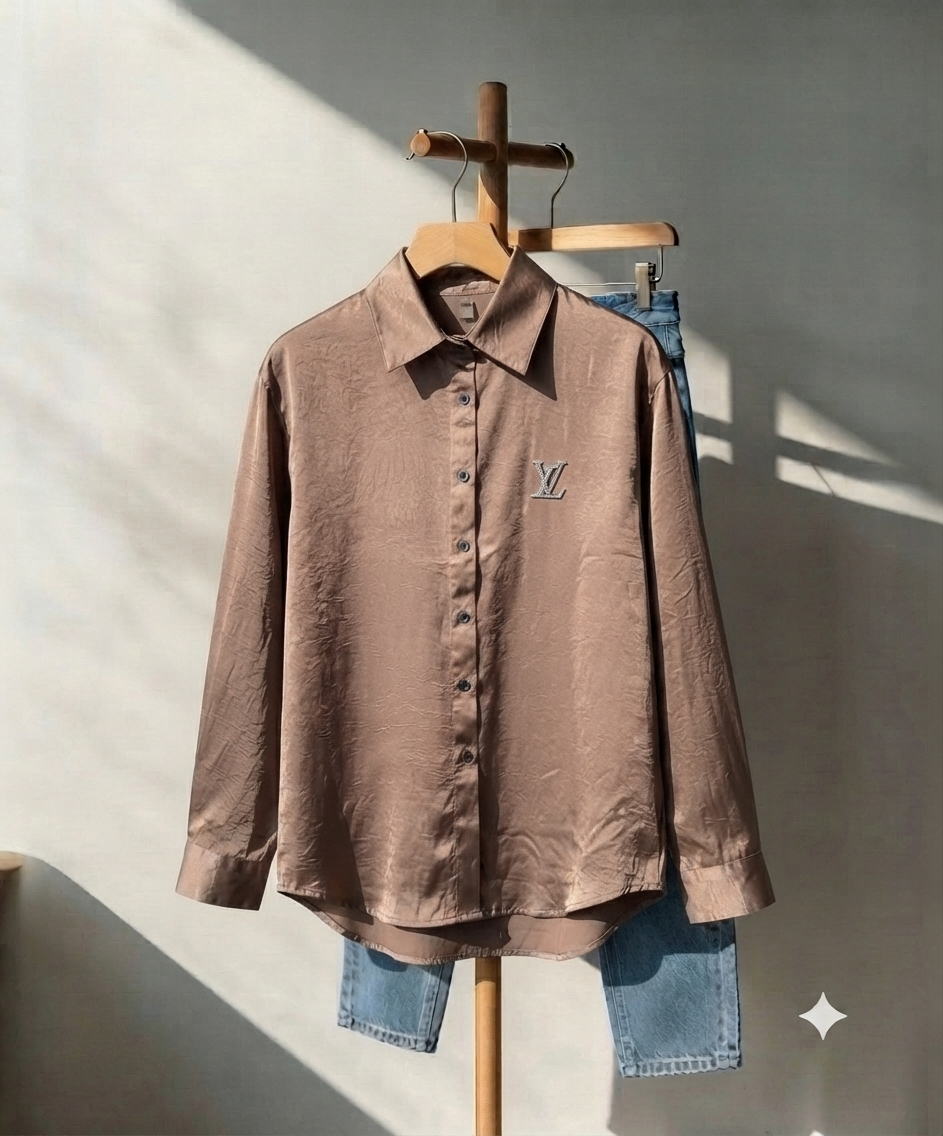 Monaco Luxe Satin Shirt – Mocha
