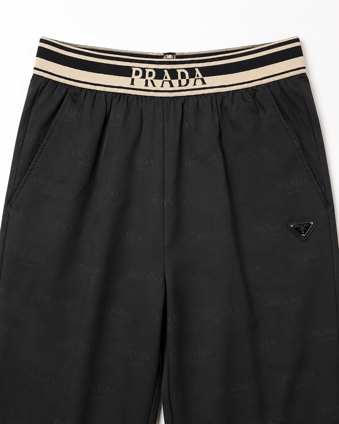 Prada Black Satin Wide-Leg Pants