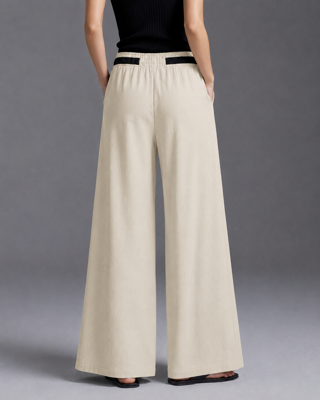 Beige Wide-Leg diro Pants