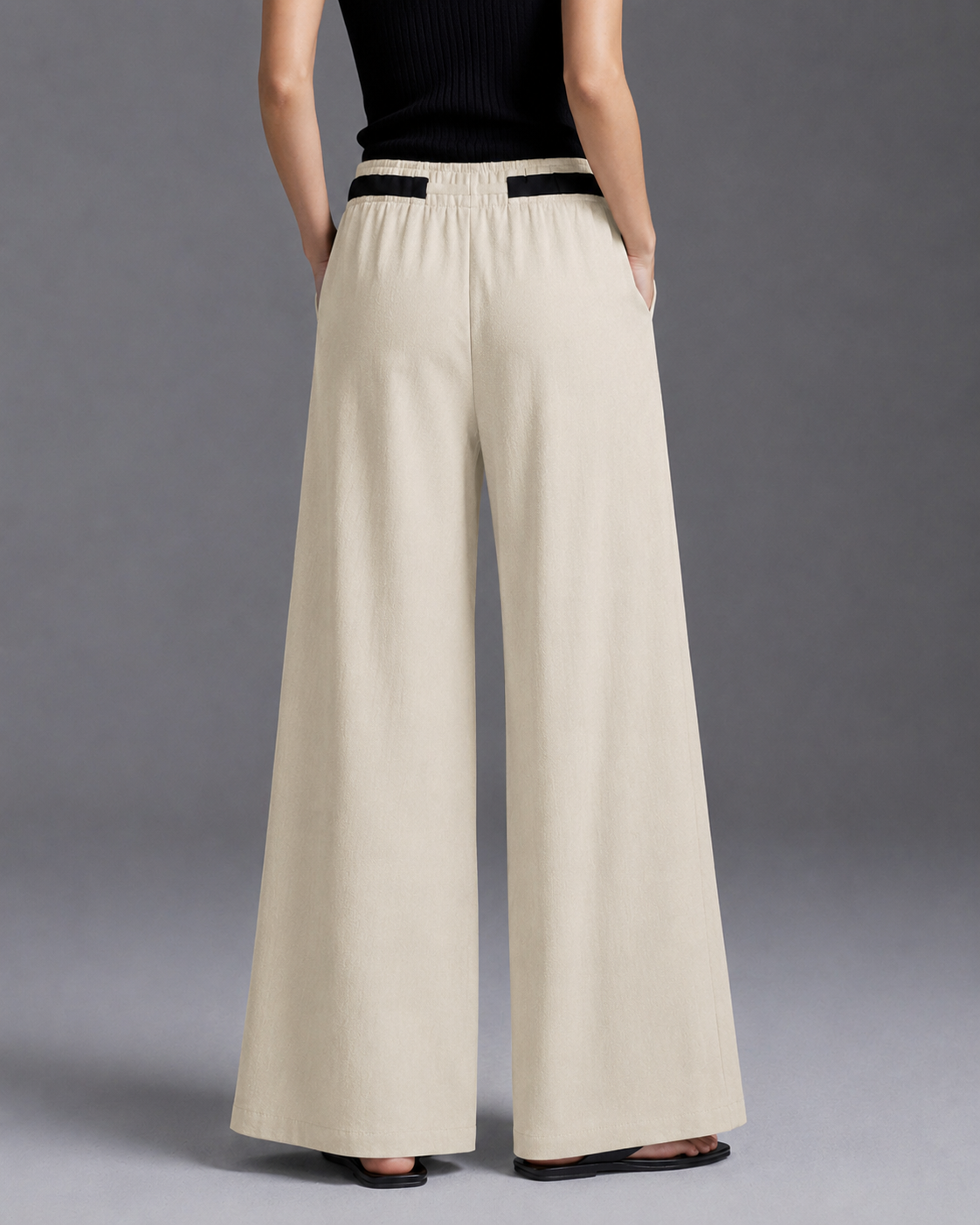 Beige Wide-Leg diro Pants