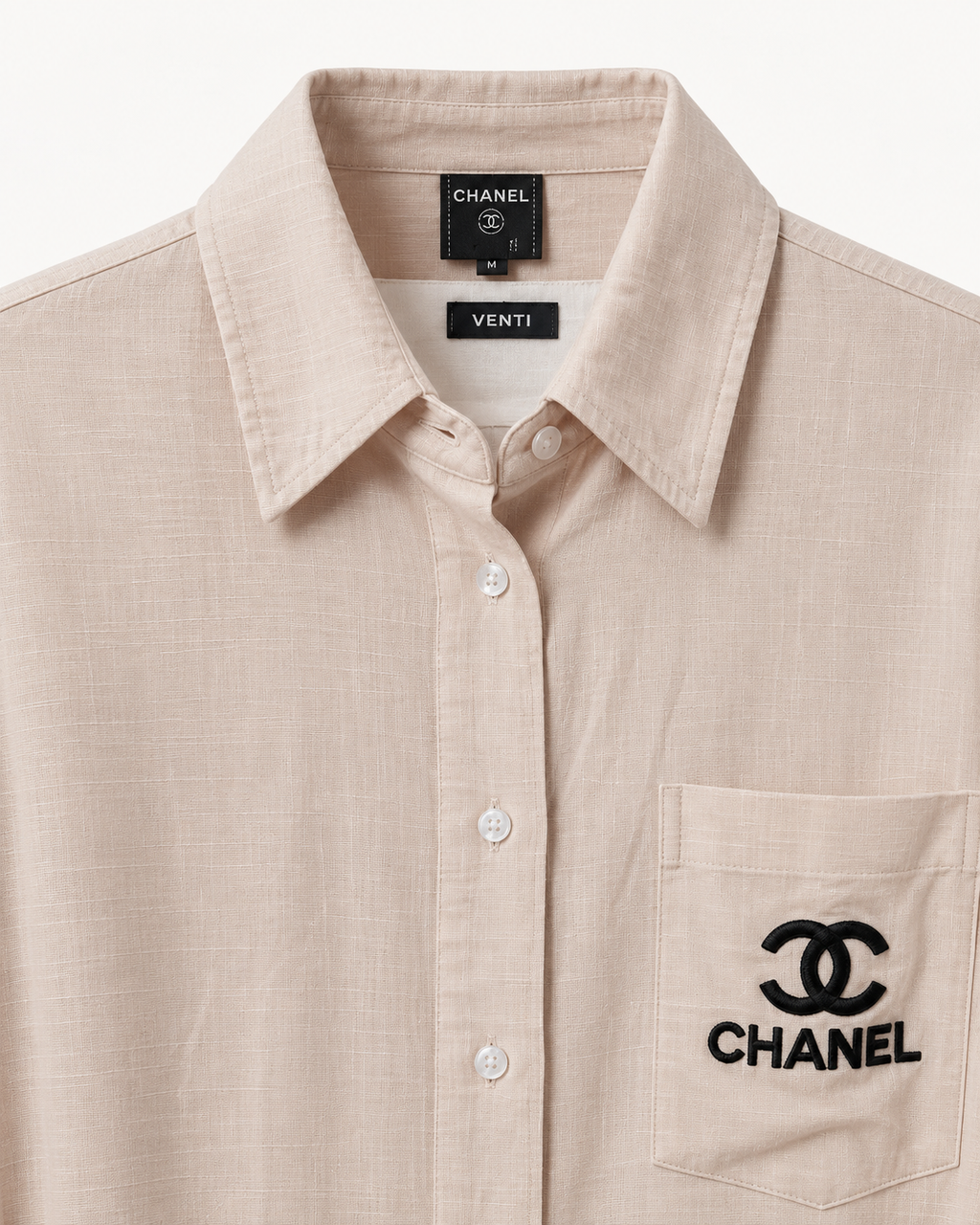Women’s Oversized Embroidered Shirt – Light Beige