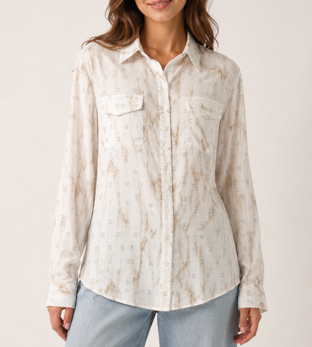 Ivory Marble Monogram Shirt