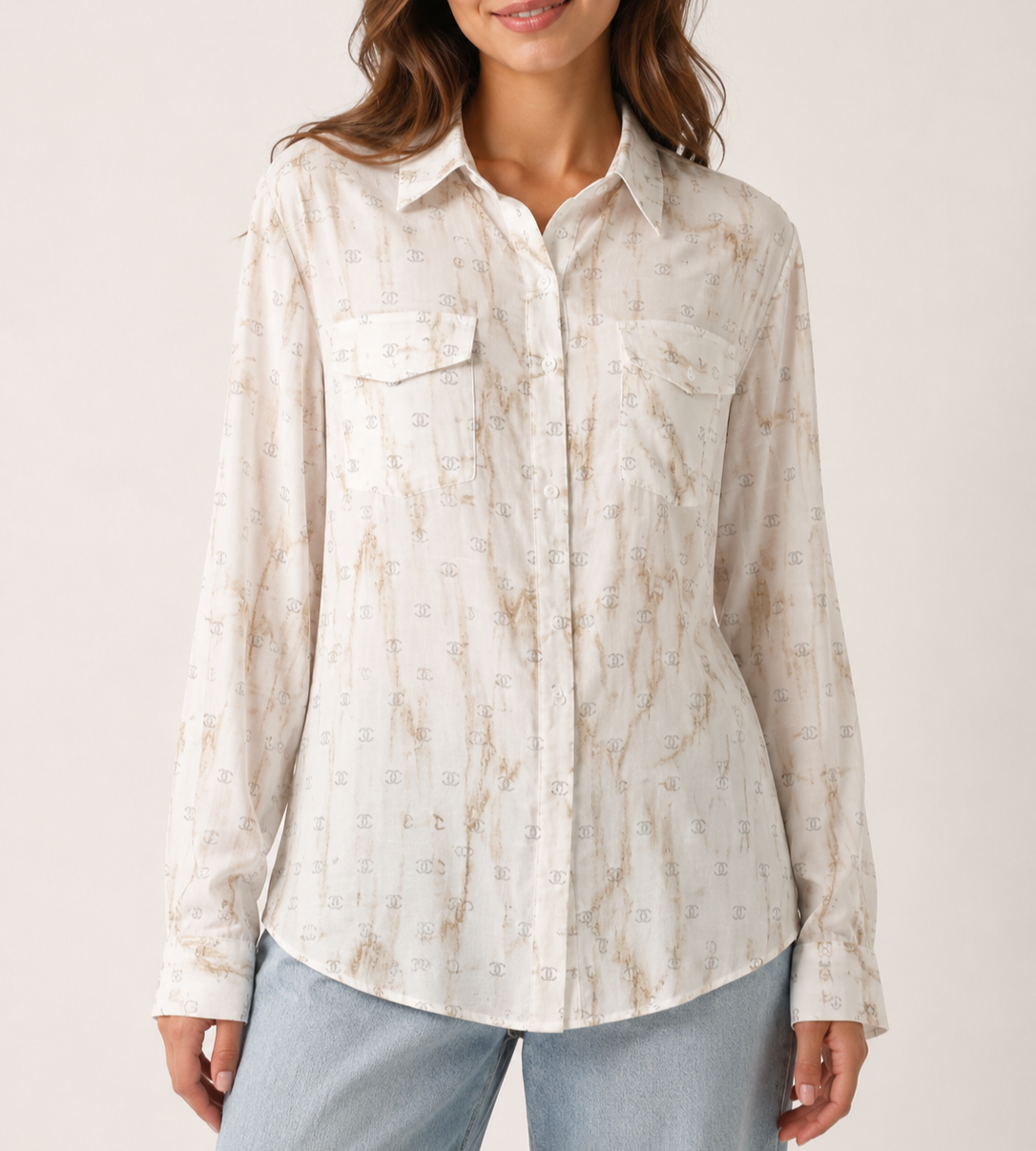 Ivory Marble Monogram Shirt