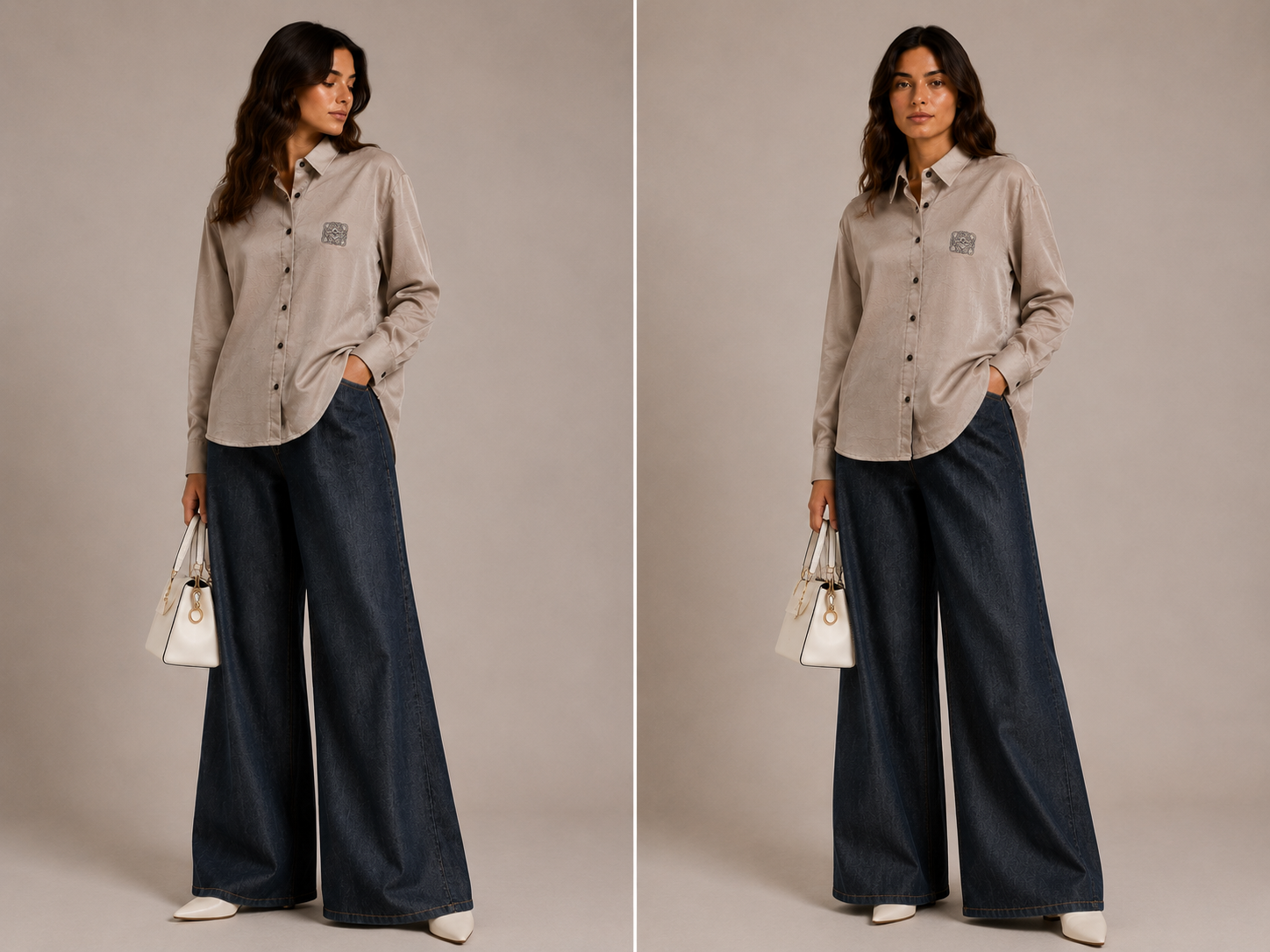 Loewe Satin Logo Shirt – Taupe