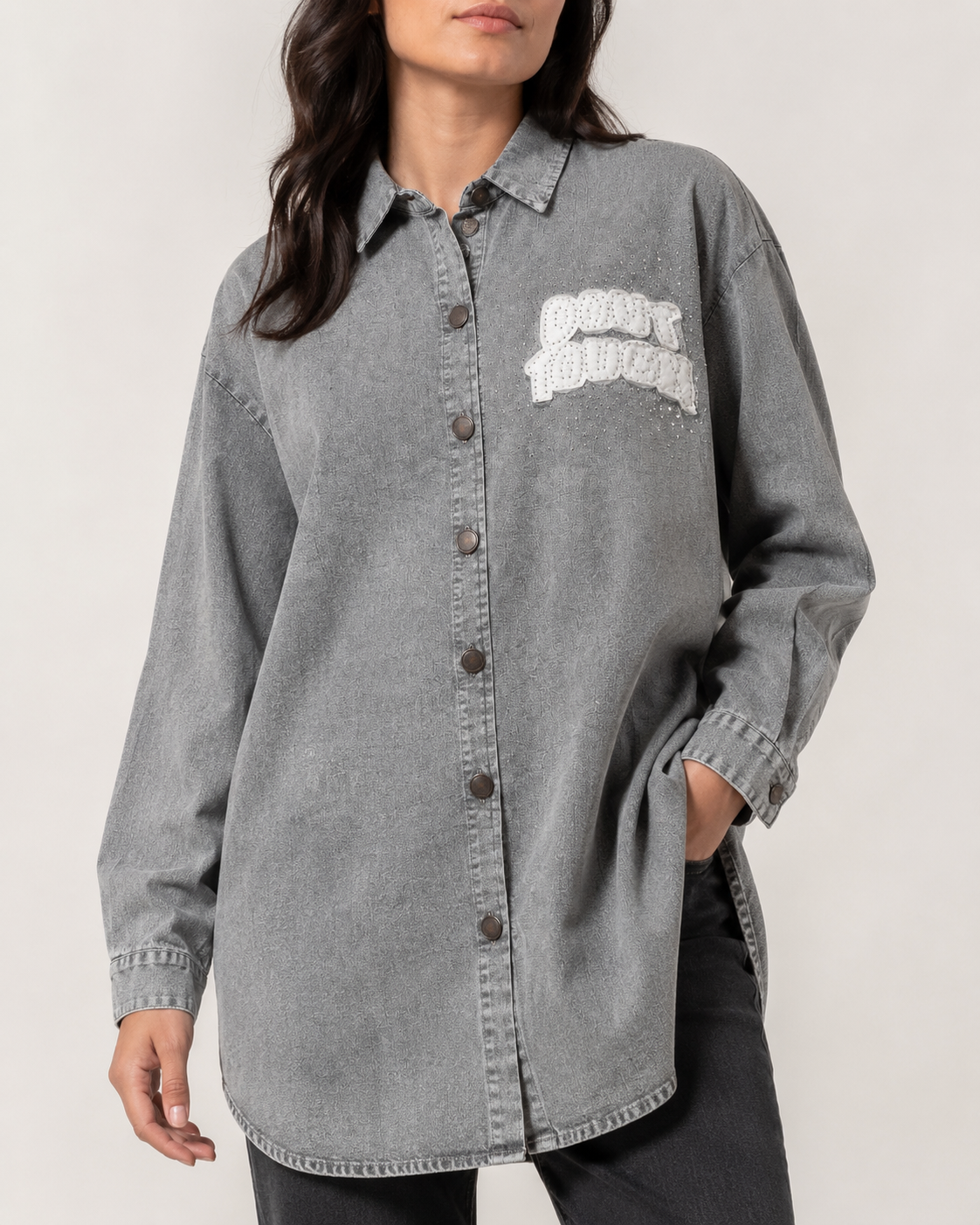Grey Washed Oversized Shirt