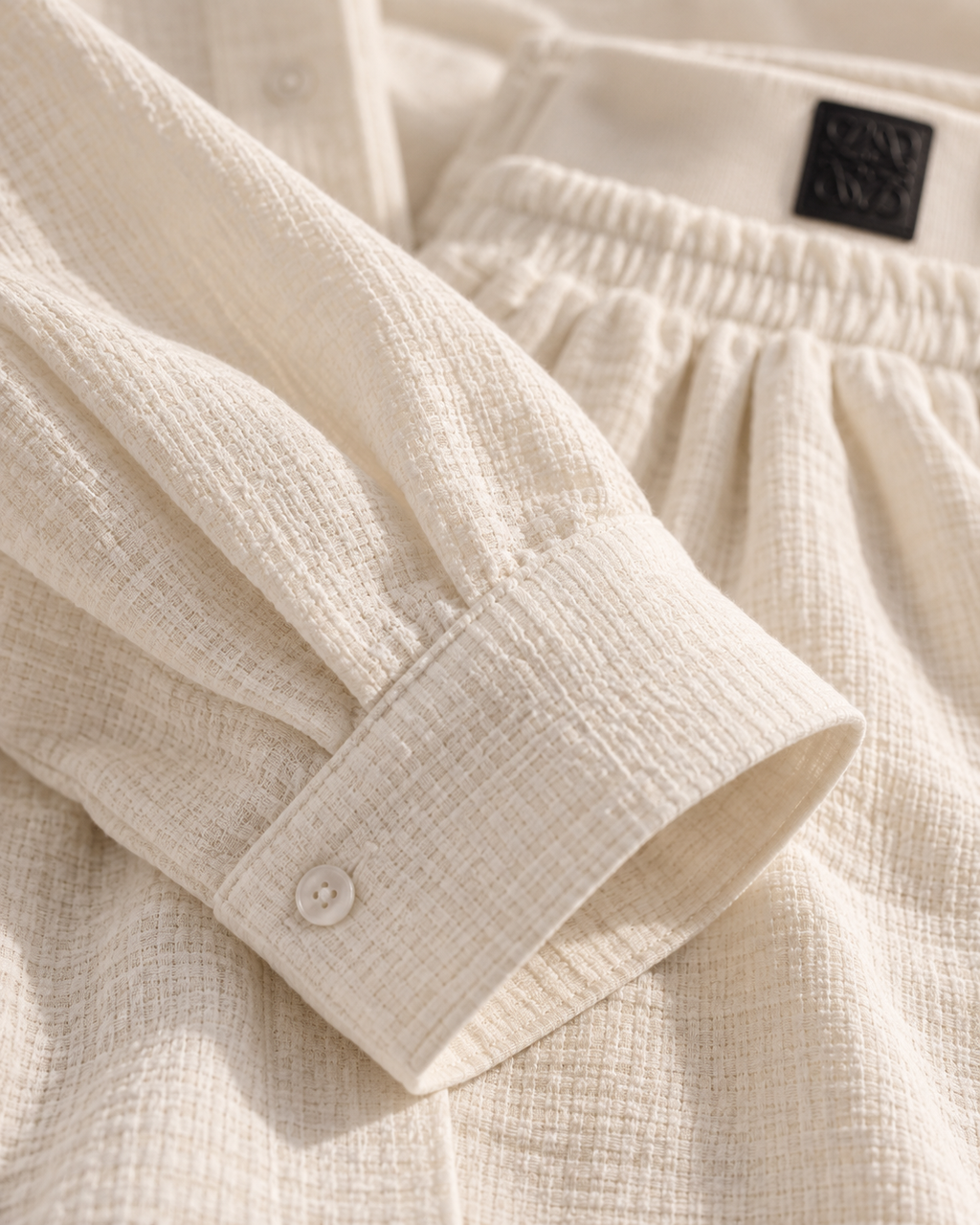 Baby yellow Linen Casual Shirt & Wide-Leg Pants Set
