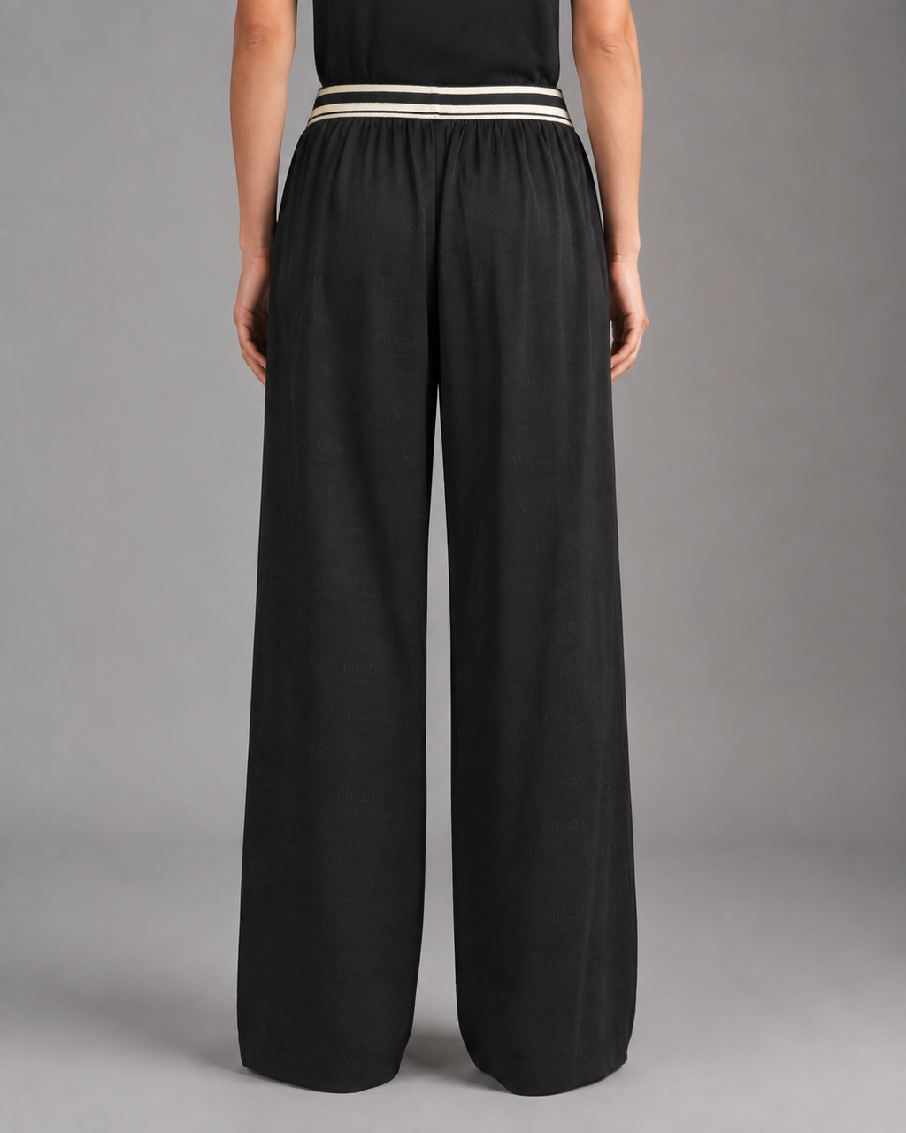 Prada Black Satin Wide-Leg Pants