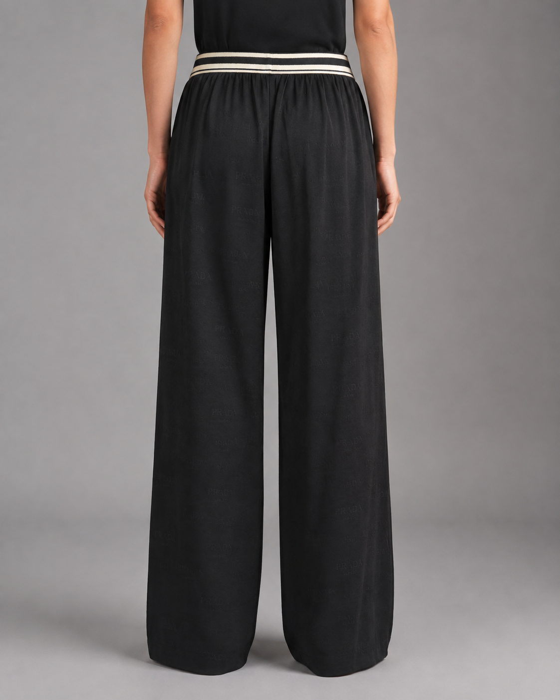 Prada Black Satin Wide-Leg Pants
