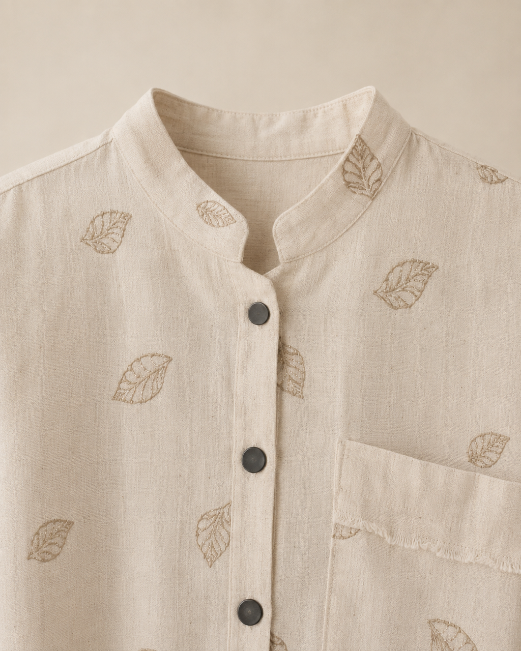 Natural Leaf Print Relaxed Set