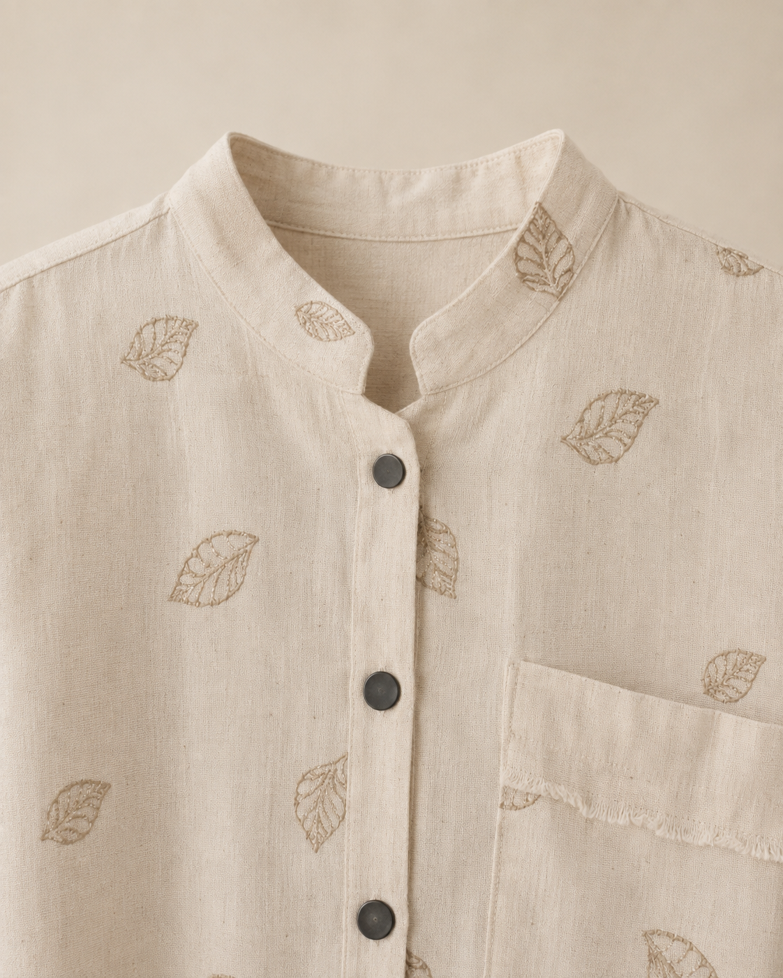 Natural Leaf Print Relaxed Set