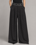 Chanel Black Monogram Wide-Lleg Pants