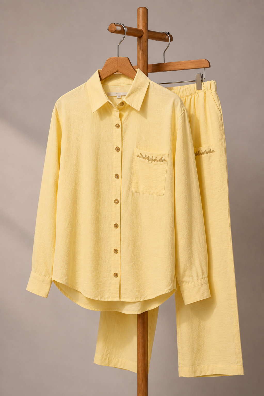 Lemon Embroidered Relaxed Set
