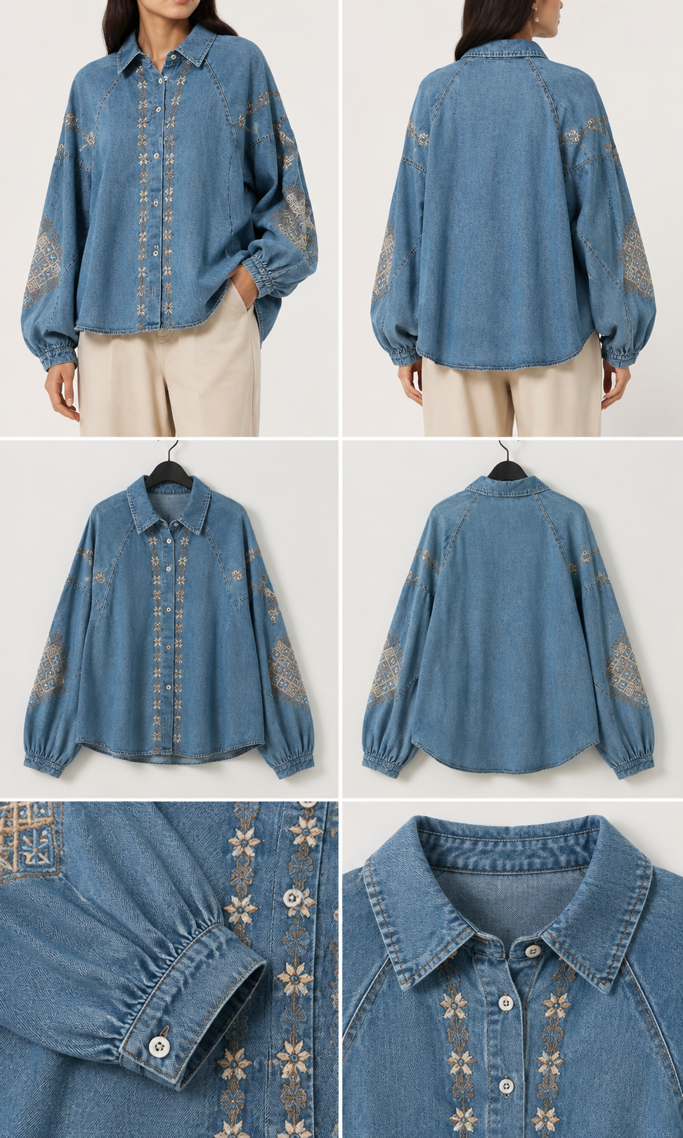 Denim Boho Embroidered