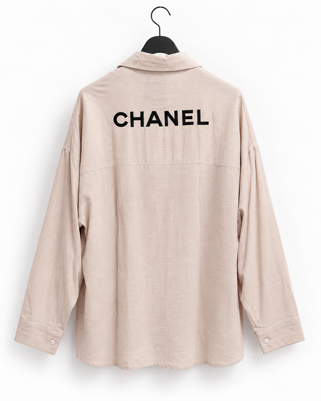 Women’s Oversized Embroidered Shirt – Light Beige