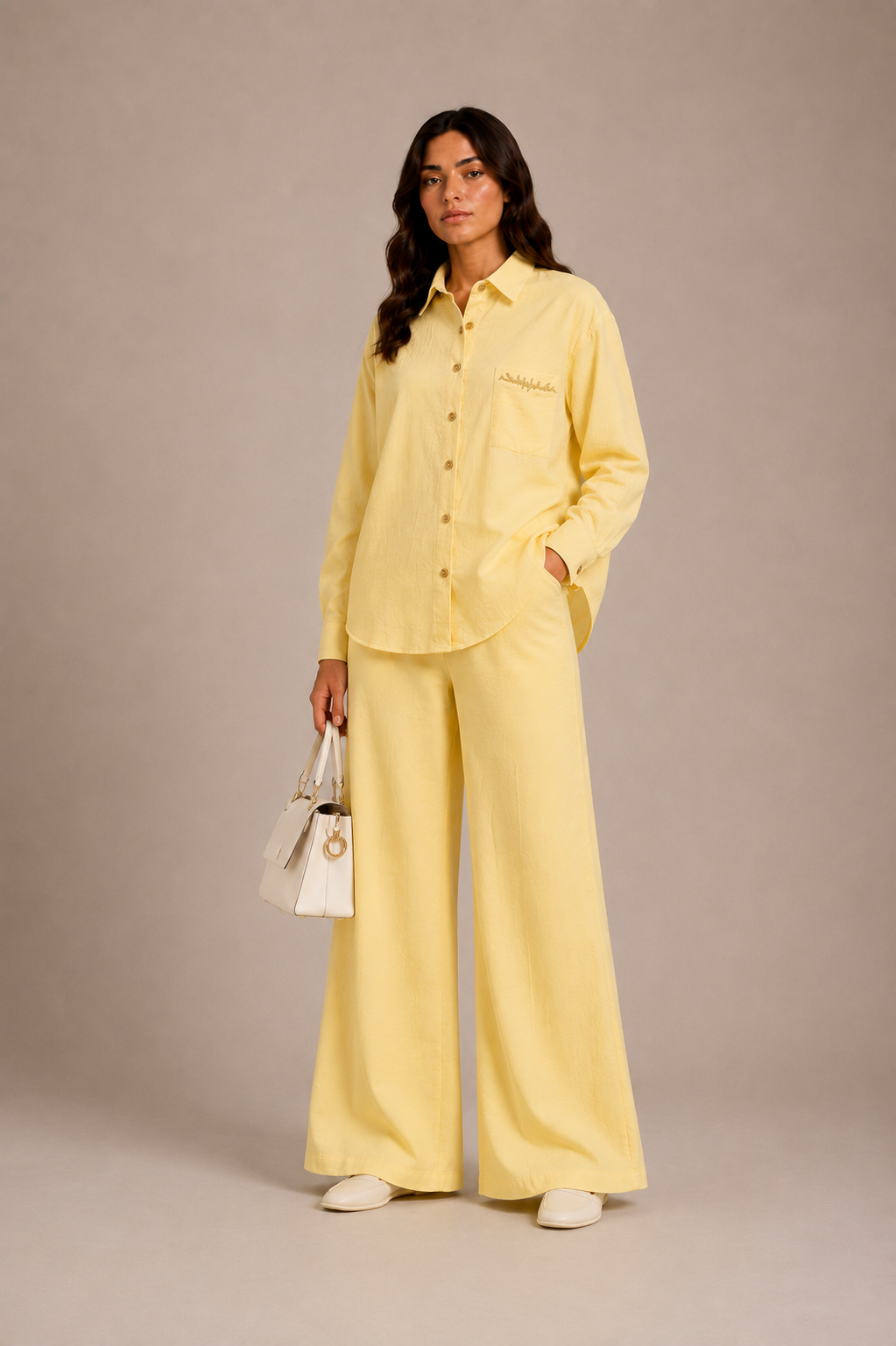 Lemon Embroidered Relaxed Set