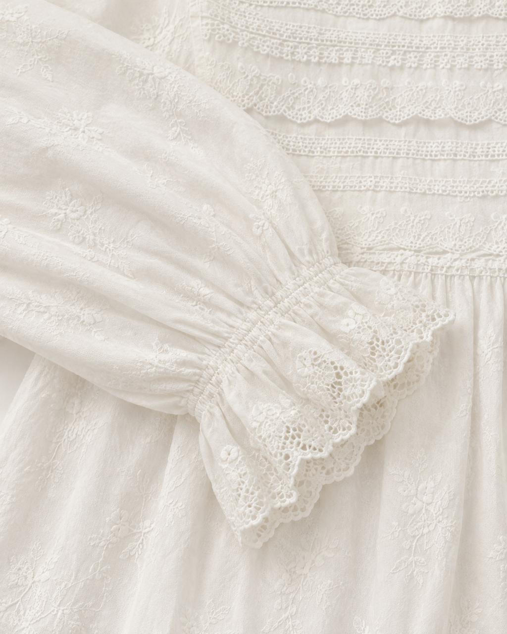Ivory Lace Ruffle Blouse