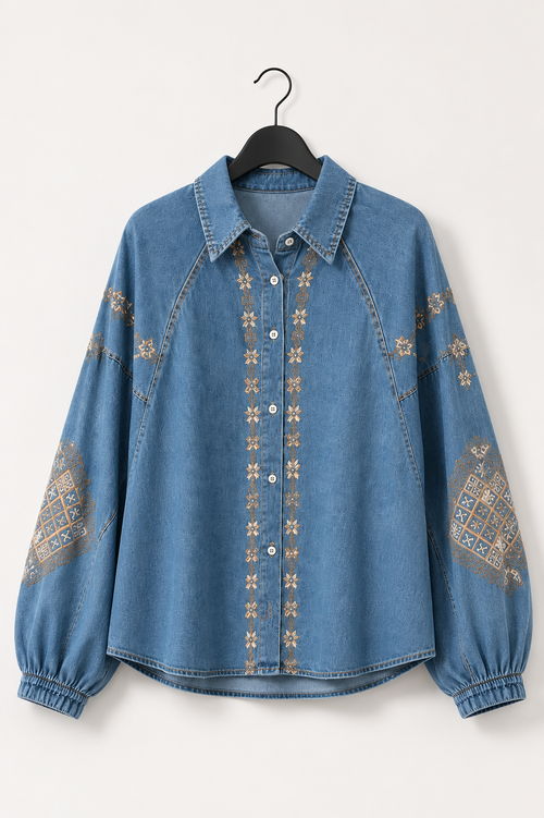 Denim Boho Embroidered