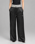 Black Satin Wide-Leg Pants
