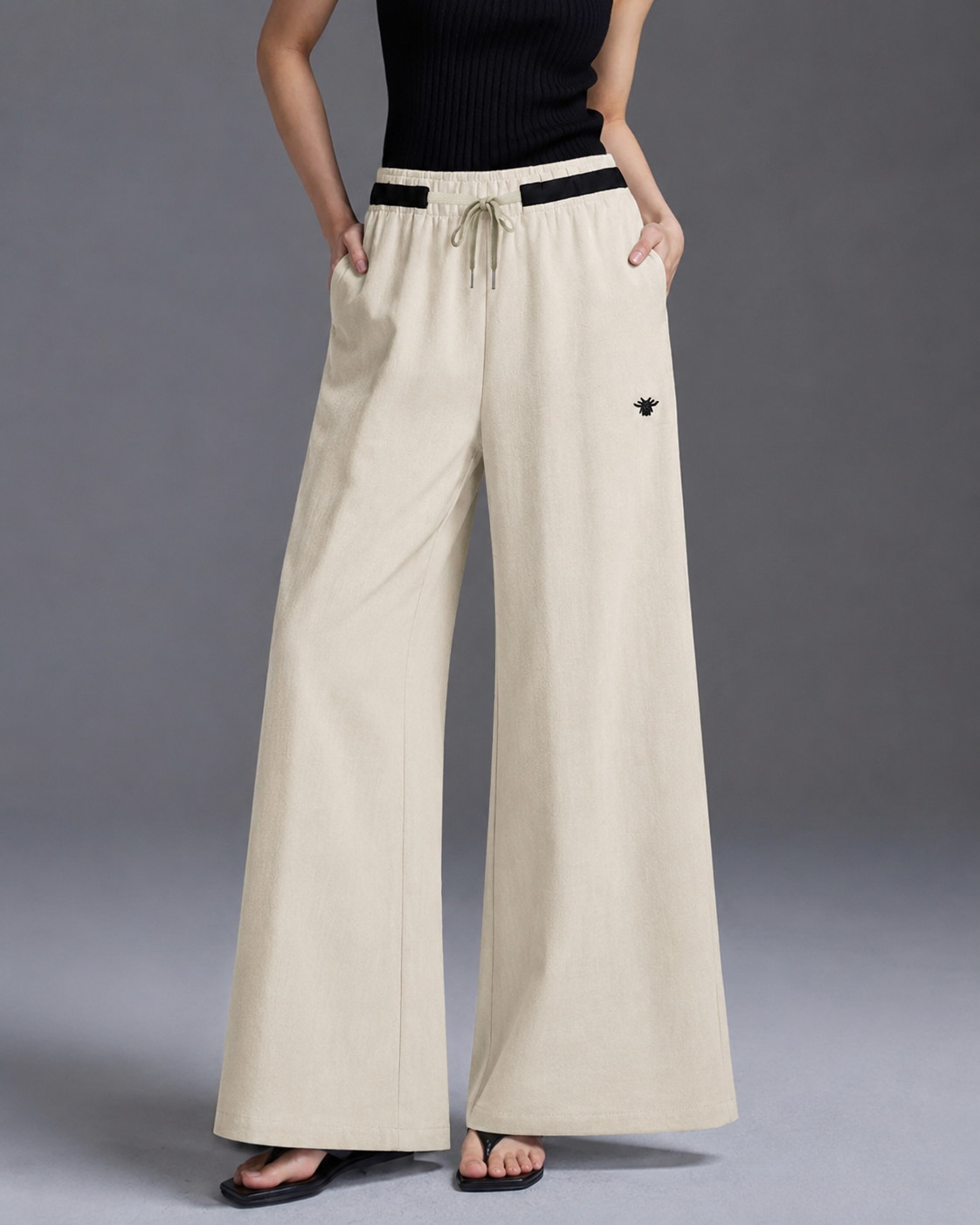 Beige Wide-Leg diro Pants
