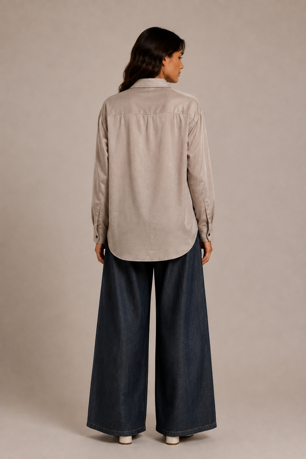 Loewe Satin Logo Shirt – Taupe
