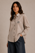 Loewe Satin Logo Shirt – Taupe