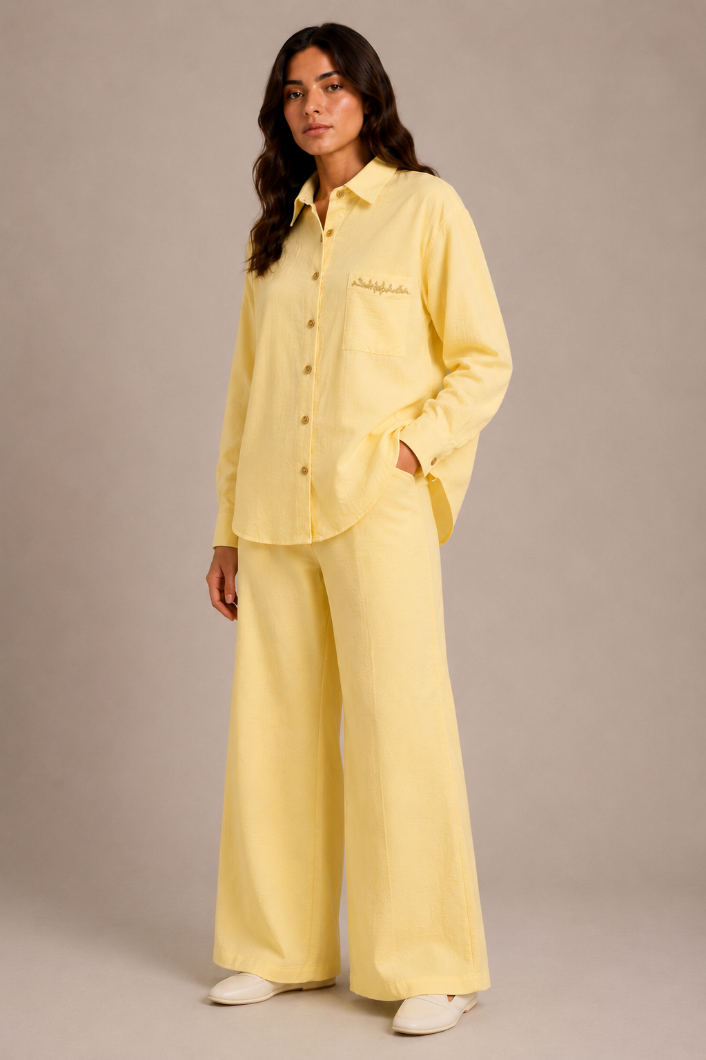 Lemon Embroidered Relaxed Set