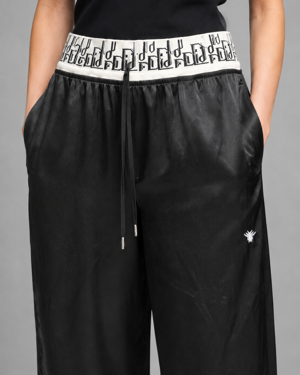 Black Satin Wide-Leg Pants