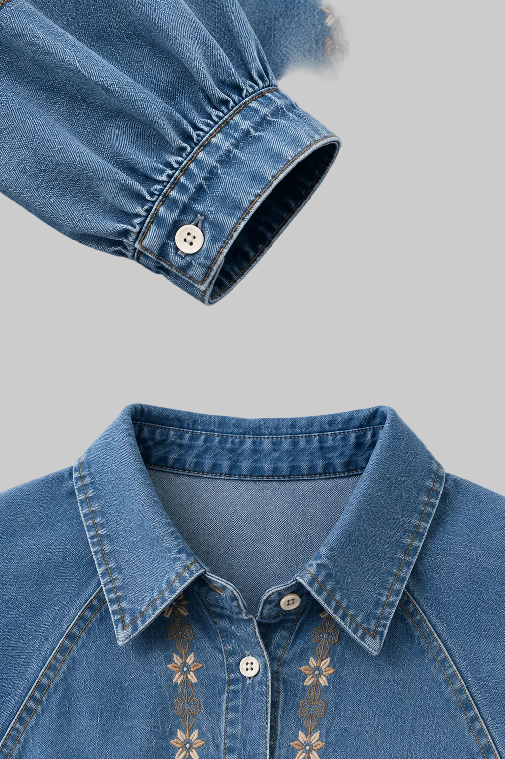 Denim Boho Embroidered